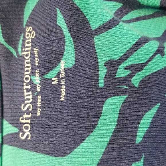 Soft SURROUNDINGS Medium Teal Blue Abstract Floral Print Faux WrapTop Blouse - Picture 6 of 6